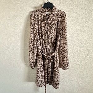 ANN TAYLOR LOFT Animal Leopard Print Dress Size 6 long sleeve dress